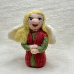 Kleiner pink-farbiger und grüner Engel